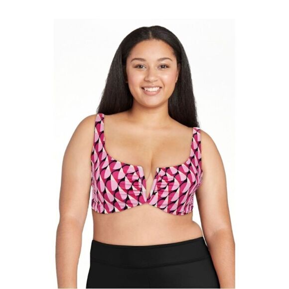 Women's Geo Print V-Wire Bikini Top Swimsuit Bathing Suit Size XL - Picture 4 of 8